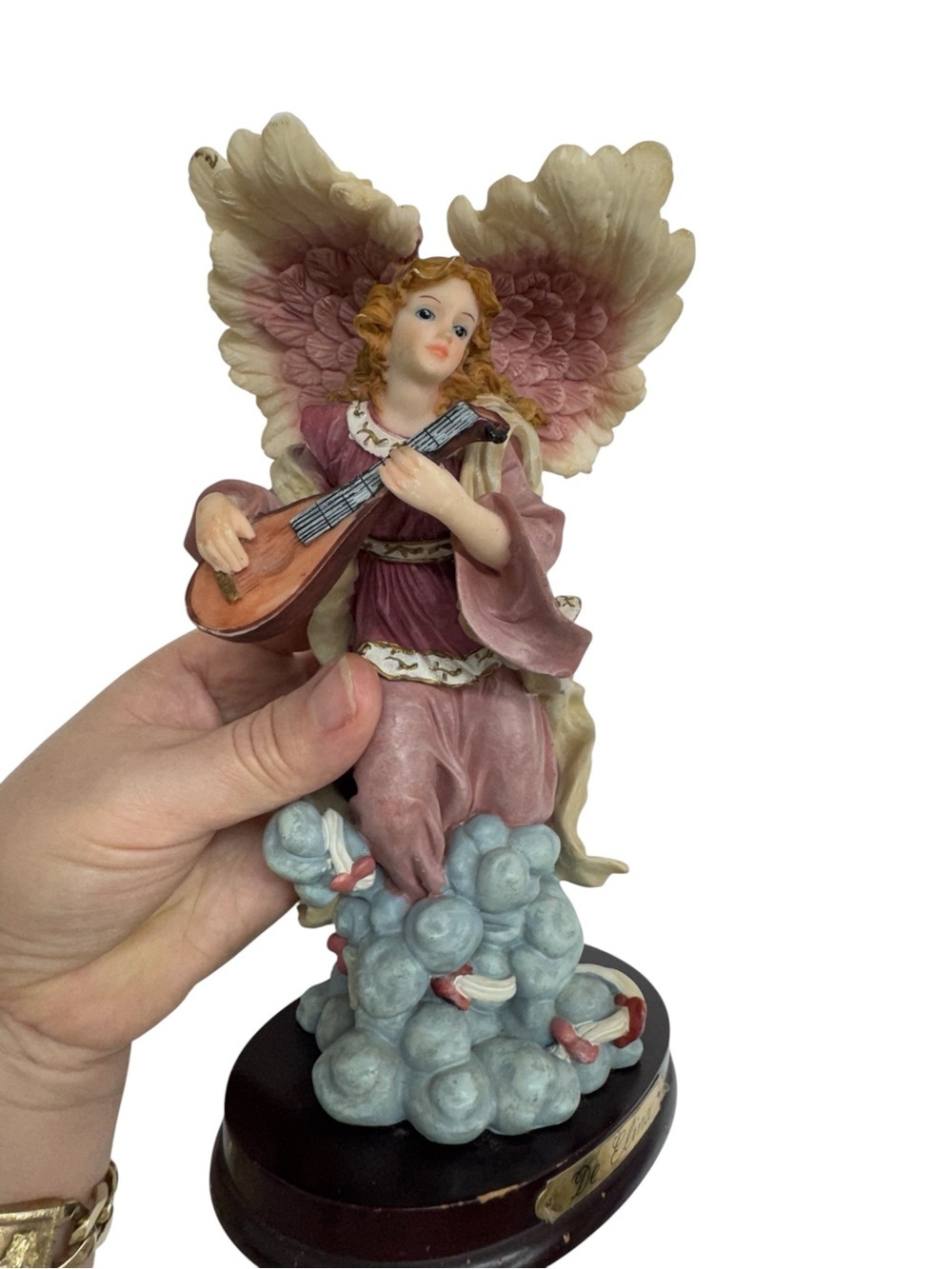 Beautiful Vintage Resin Angel W/ Mandolin Turtle King Coorp.